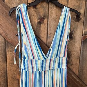 Forever 21 Multicolor Striped V-Neck Maxi Dress